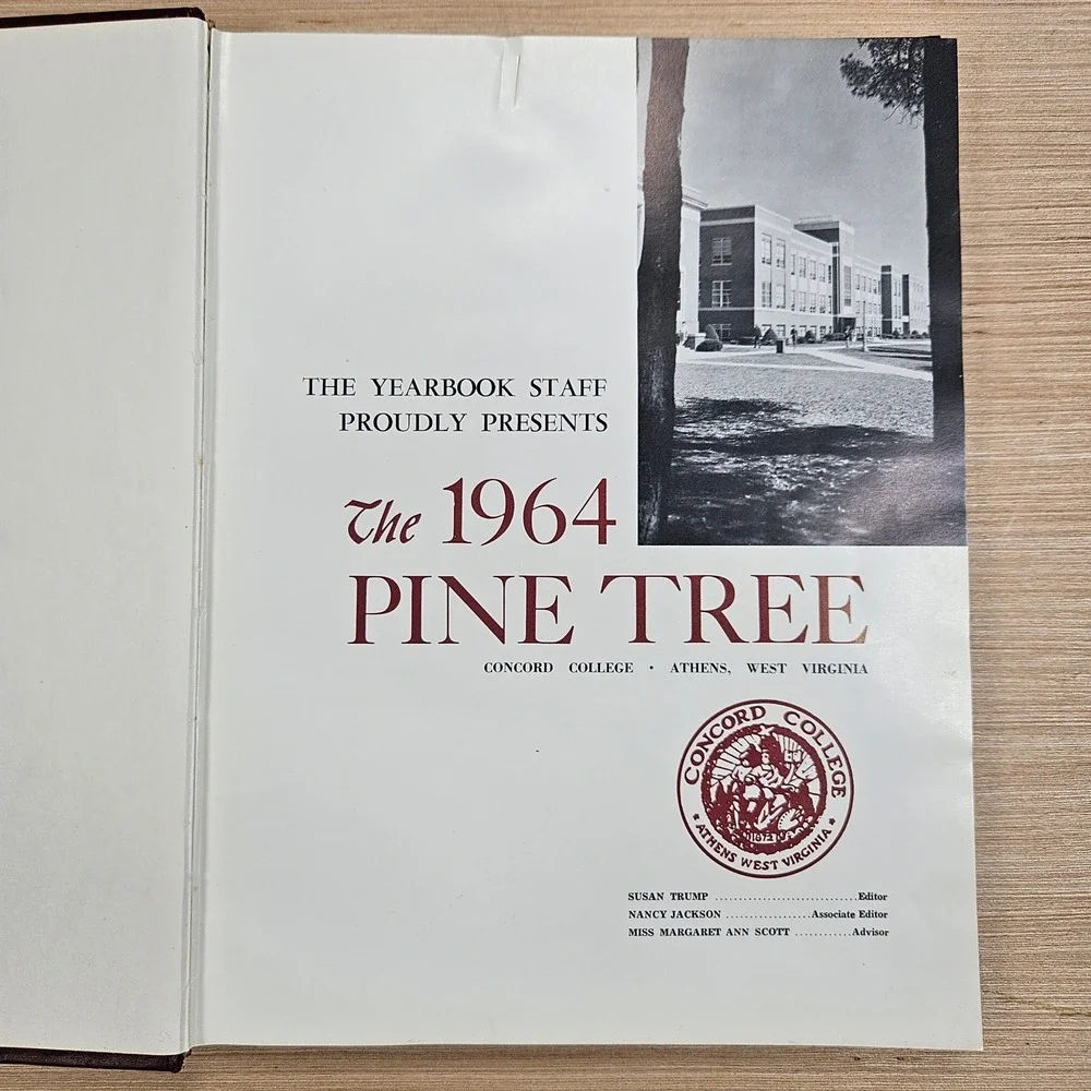 Vintage Concord College Yearbook 1964 Pine‎ Tree Athens West Virginia Burgundy